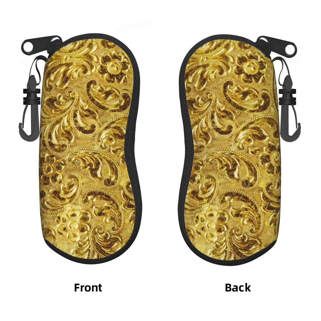 Golden Medallion Baroque Glasses Case Gifts For Girl Zipper Glasses Box Cute Eyewear Container