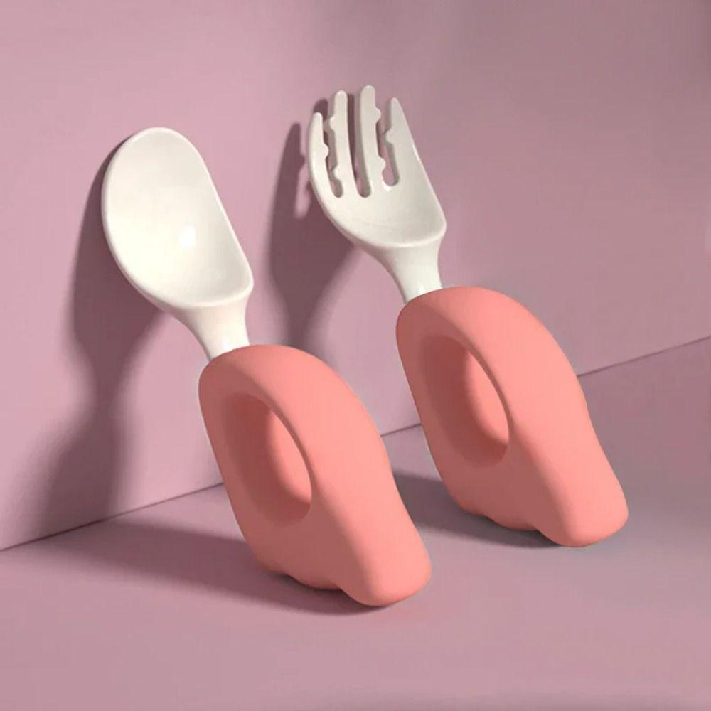 Self Feeding Children Safe Forks Silicone Handle Baby Feeding Cutlery Set Toddlers