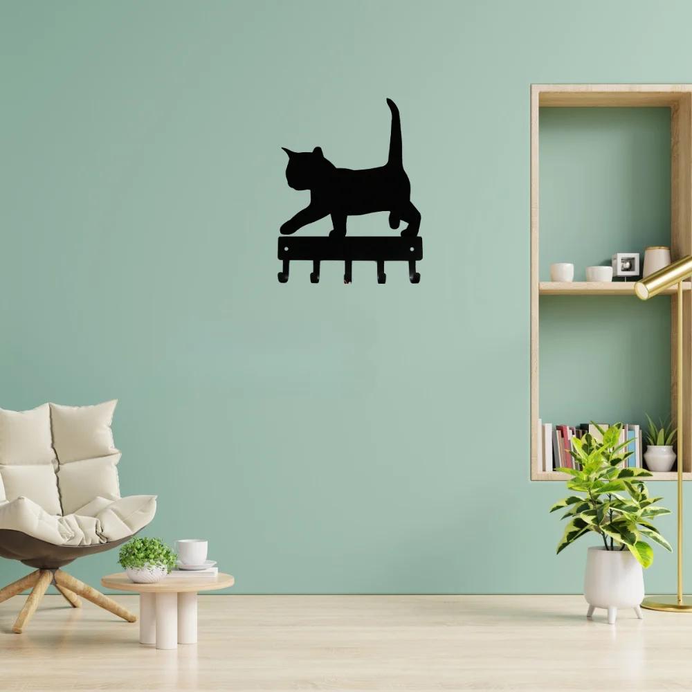 Promotion Cat 2 Kitten Key Rack & Hanger  Small 6 Inch Wide Hook Bathroom Accessories Decoration For Home Wall Sticker