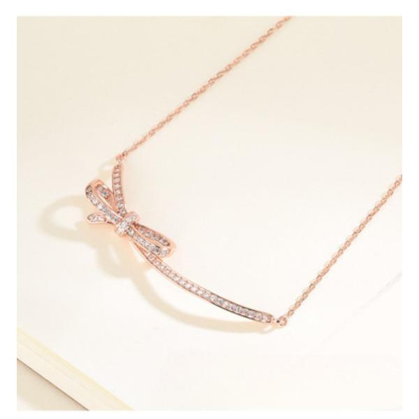 Xiaoxiang Bowknot Necklace Smile Platinum Full Diamond Collar Chain Light Luxury Temperament Female