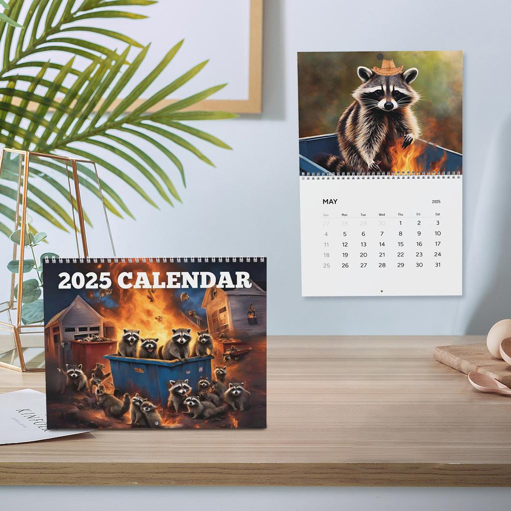 Tvättbjörn Sopor Eld Kalender, Papperskalender Väggkalender, Hemdekoration