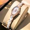 OLEVS 7131 Dámské hodinky Elegantní Luxusní Růžové zlato Keramický řemínek Diamantový rámeček Náramek Náramkové hodinky Originální Quartz hodinky pro ženy
