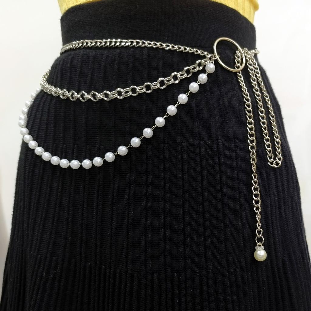European and American Jewelry Multi-layer Tassel Fashion Imitation Pearl Waist Chain Female Sexy Versatile Body Chain Spot