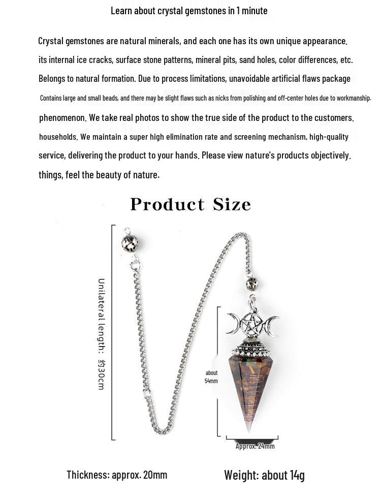 1690 Three-Phase Moon Seven Chakra Stone Resin Hexagonal Crystal Pendant Pendulum Cross-Border Jewelry