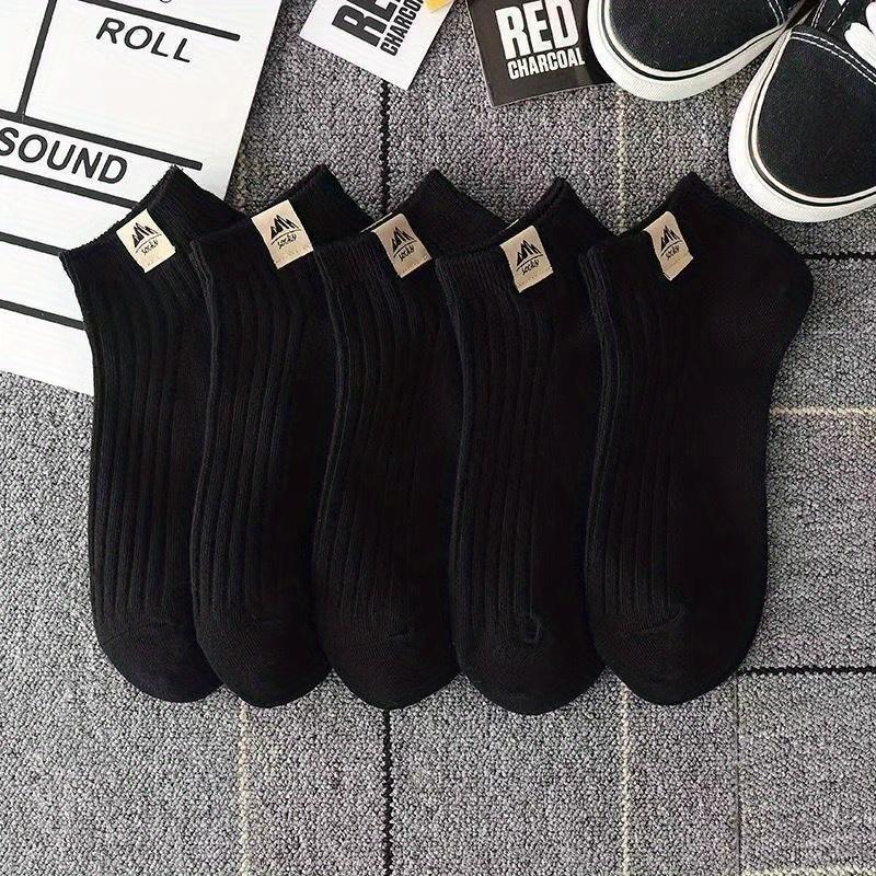 5 Pairs Breathable and Sweat Absorbent Short Socks Unisex Black/White Low-cut Socks Moisture-absorbing and Anti-odor Sports Boat Socks