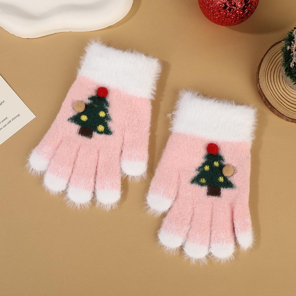 Anime Niedliche Weihnachtshandschuhe für Jungen Mädchen Cartoon Mode Touchscreen Geteilte Fingerhandschuhe Kinder Winter Outdoor Warme Fäustlinge
