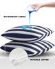 Navy Blue White Stripes Waterproof Pillow Cover Home Office Decoration Pillow Case Chair Sofa Cushion Cover