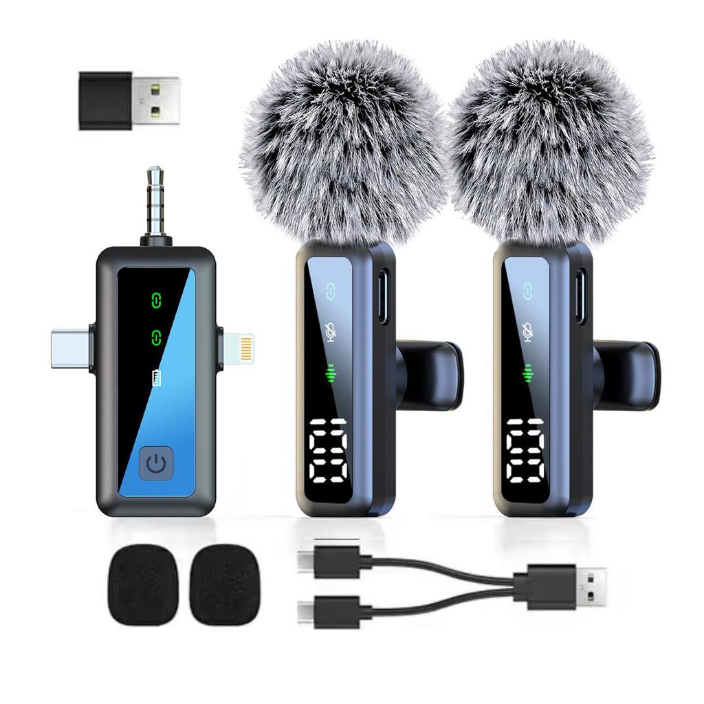 Cross-border Wireless Lavalier Microphone: Noise-Reducing Mini Mic with Digital Display for Video & Audio Recording.