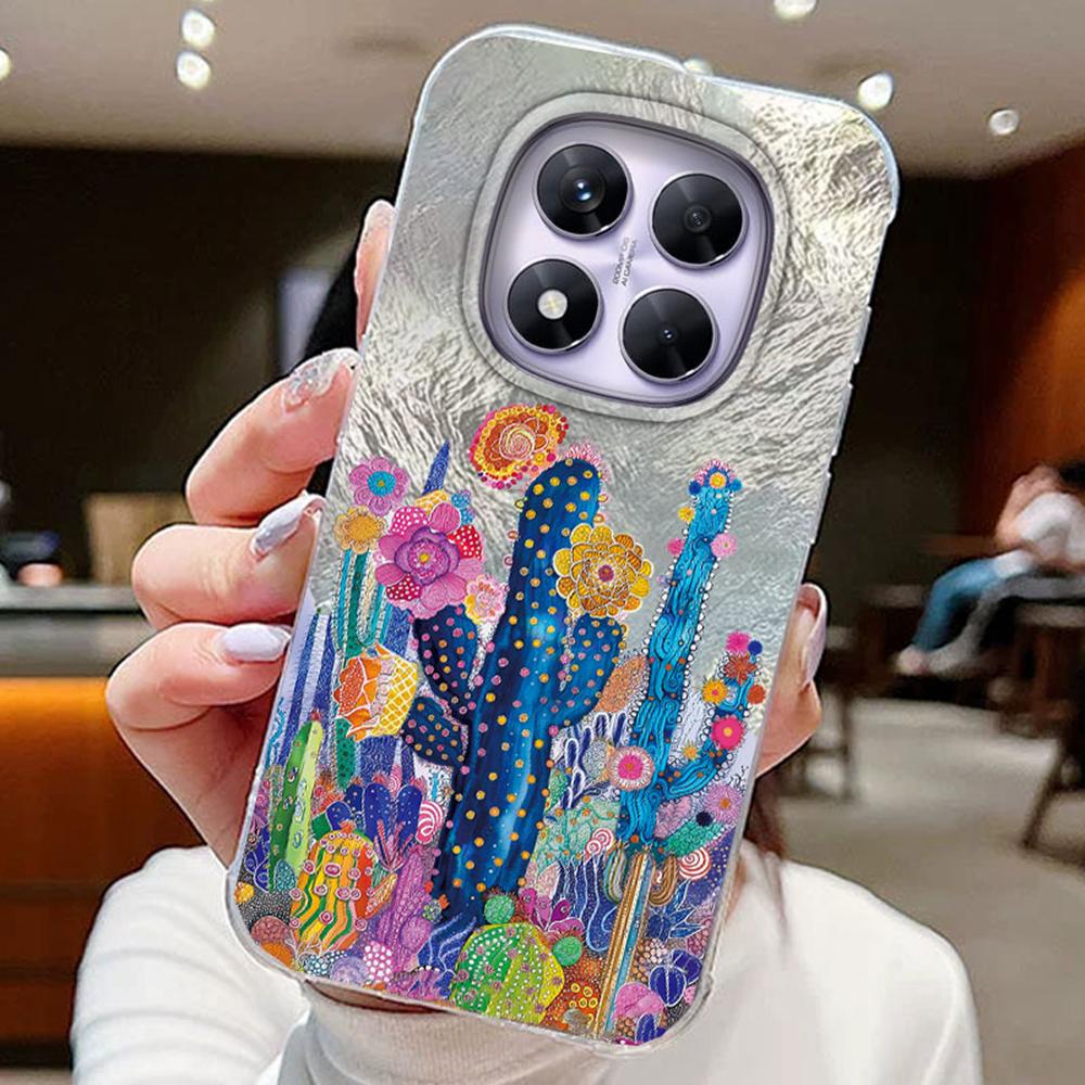 Kolorowy Gradient Biały Motyl Leopard Love Print Etui na Telefon Xiaomi Redmi Note 14 Pro 5G Pokrowiec Miękki Silikonowy Bumper Twardy PC Tylny Pokrowiec