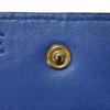 Used 12695 Linen Zip Compact Wallet 7942 Textured Calfskin Zip Around Anagram Embossing Blue Unisex from Japan AUTHENTIC