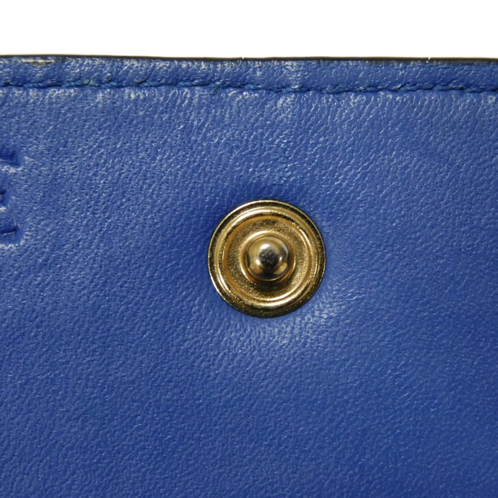 Used 12695 Linen Zip Compact Wallet 7942 Textured Calfskin Zip Around Anagram Embossing Blue Unisex from Japan AUTHENTIC