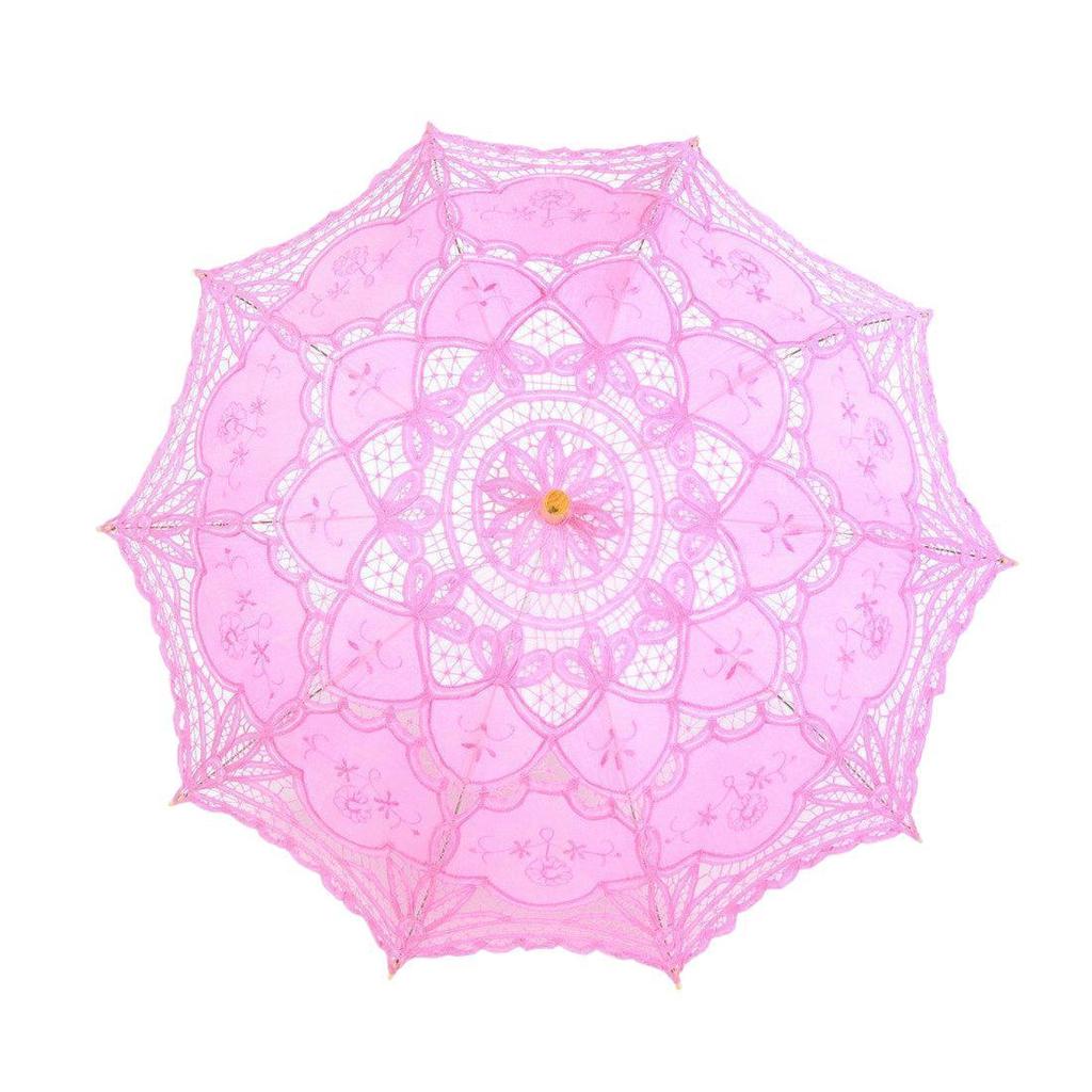 Holzgriff Spitze Stickerei Braut Prinzessin Regenschirme für Hochzeiten Europa Stil Dekor
