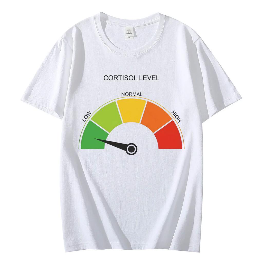 Low Cortisol Level Funny Stress Meme Tshirt High Quality Fashion Short Sleeve T Shirts Men Women Casual Loose Cotton Tshirts