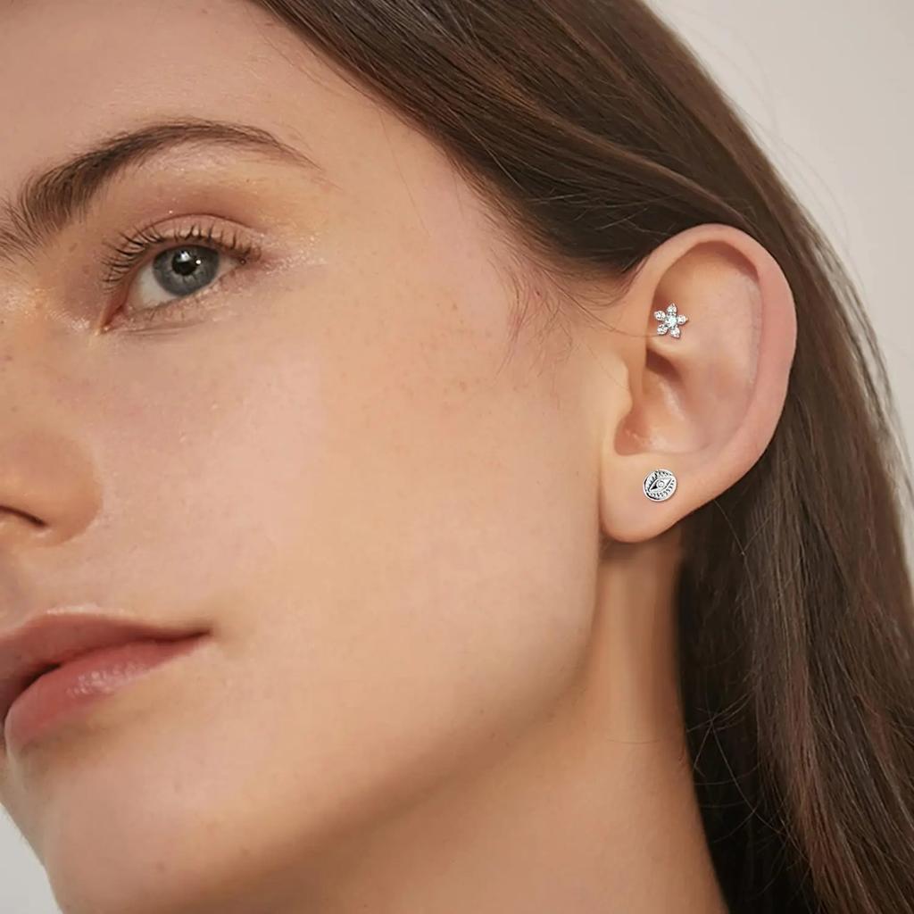 Bobisty 1PC Cartilage Stainless Steel Earrings for Women Flat Back Stud Earrings for Cartilage Helix Piercing Jewelry