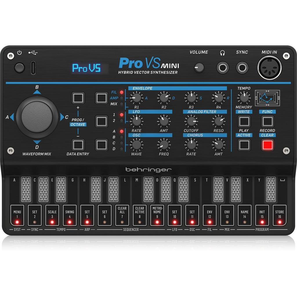 Behringer PRO-VS MINI Portable 4-Voice Hybrid Vector Synthesizer with 128 Waveforms Joystick and 16-Step Sequencer