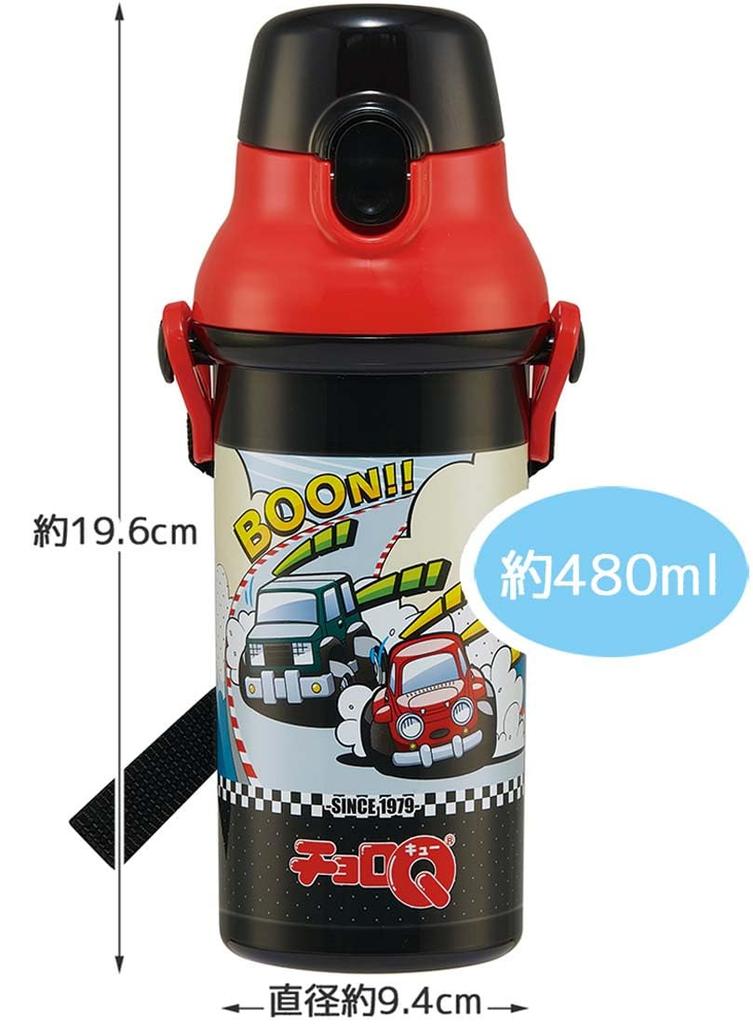 Skater Water Direct Dishwasher Made In Children's Bottle, 480ml, Drinking, Plastic, One-Touch Operation, Safe, Japan, Choro-Q, Boys', PSB5SANAG-A