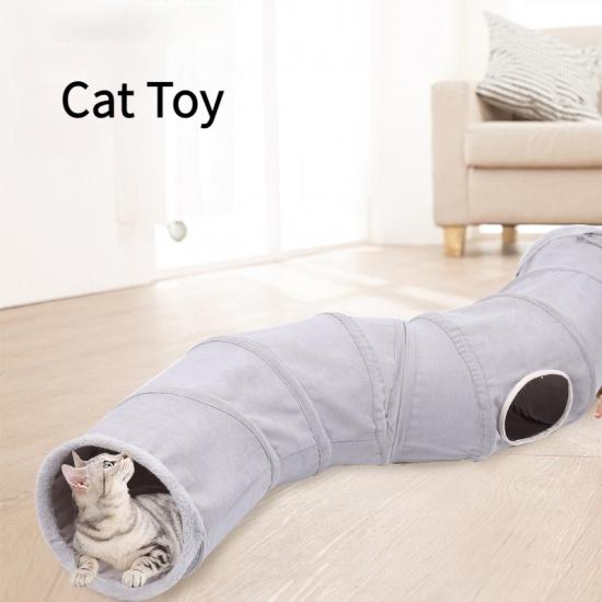 

Замшевая S-образная игрушка-тоннель для кошек, складной канал, Self Hi Cat серый