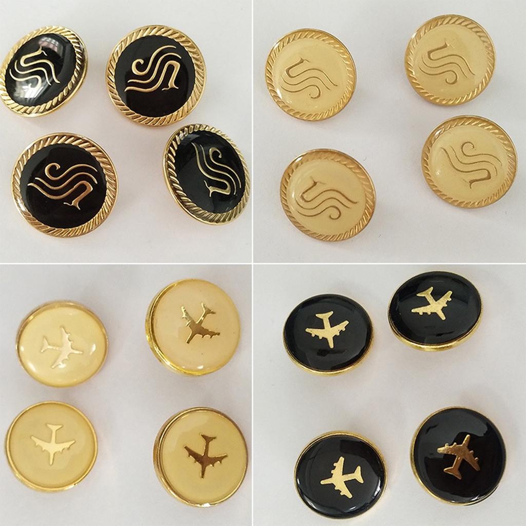 Airport Uniform Buttons Rustproof Metal Buttons Fasteners Airline Crew Buttons for Airline and Ground Crew