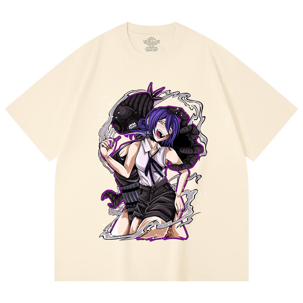 

230 Gsm 100% Cotton Chainsaw Man V55 Reze Print Unisex Heavy Cotton T Shirt XS
