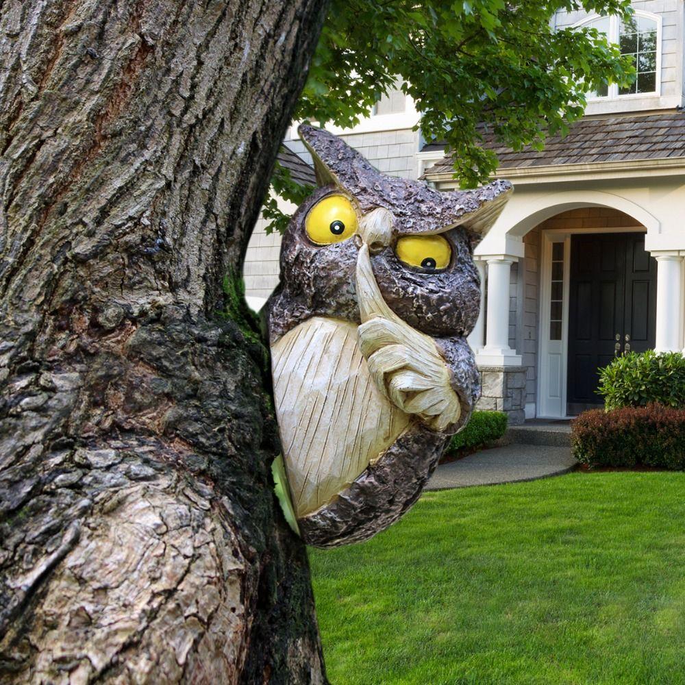 Personified Owl Tree Hanging Simulated Tree Decorations Pendant Miniature Figurine Sculpture  Home