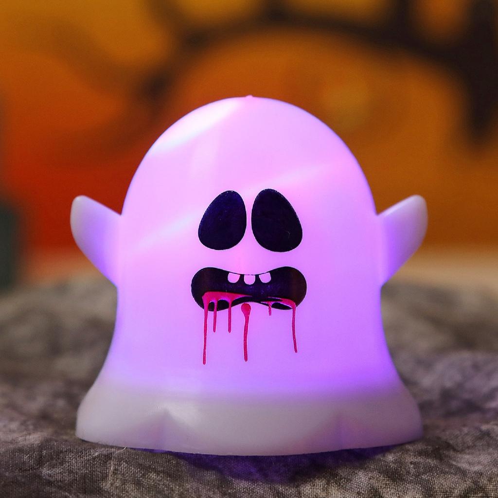 Halloween Ghost LED Candle Light Cute Expression Ghost Night Light Decorative Table Lamp for Indoor Outdoor Party Decoration Halloween Prop