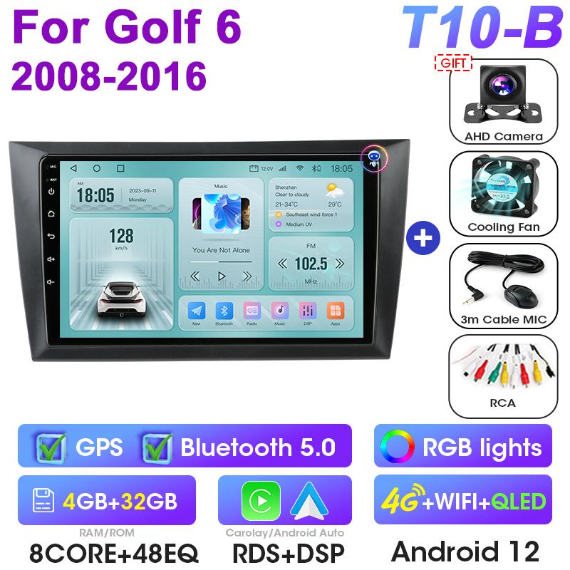 2 Din Android 12 Car Radio For Volkswagen VW GOLF 6 2008 - 2016 Wireless CarPlay Auto Car intelligent Systems Smart Autoradio 4G