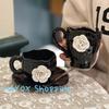 French Camellia Ceramic Coffee Mugs, 3D White Rose Breakfast Milk Cup, Coffee Cup Saucer Set High Quality Kitchen Drinkware
