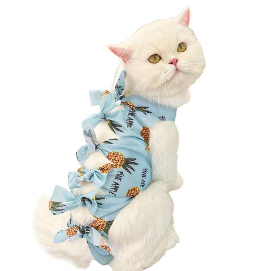 

Костюм для стерилізації котів Одяг для реабілітації з принтом фруктів Комбінезон після операції, регульований ремінець, м’який дихаючий одяг для післяопераційного догляду M зелений