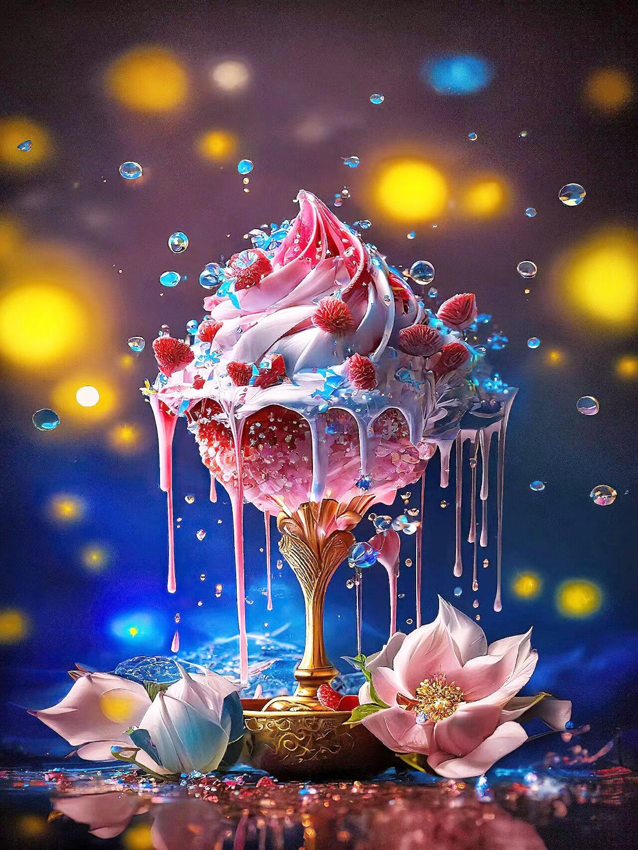 

DIY Алмазная вышивка Мороженое Алмазная мозаика Цветок Набор для вышивки крестом Картина Стекло Пейзаж Декор стены Full Round 20X30CM