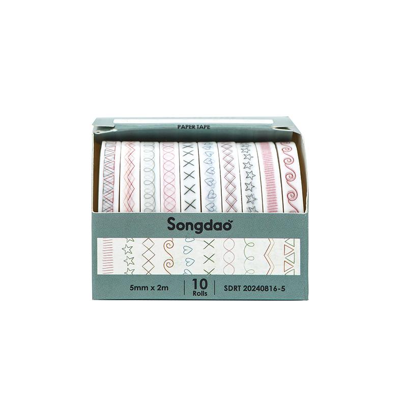 10 Role Slim Basic Bandă Washi Consumabile Scrapbooking Set Bandă Washi Curcubeu Bandă Adezivă Decorativă Jurnal Jurnal Benzi Washi