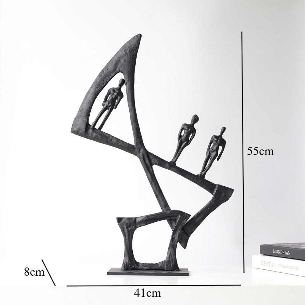 Creative Retro Metal Figure Sculpture Black Art Statue Character Ornaments Home Accessories Decoration Display Model Figurines G