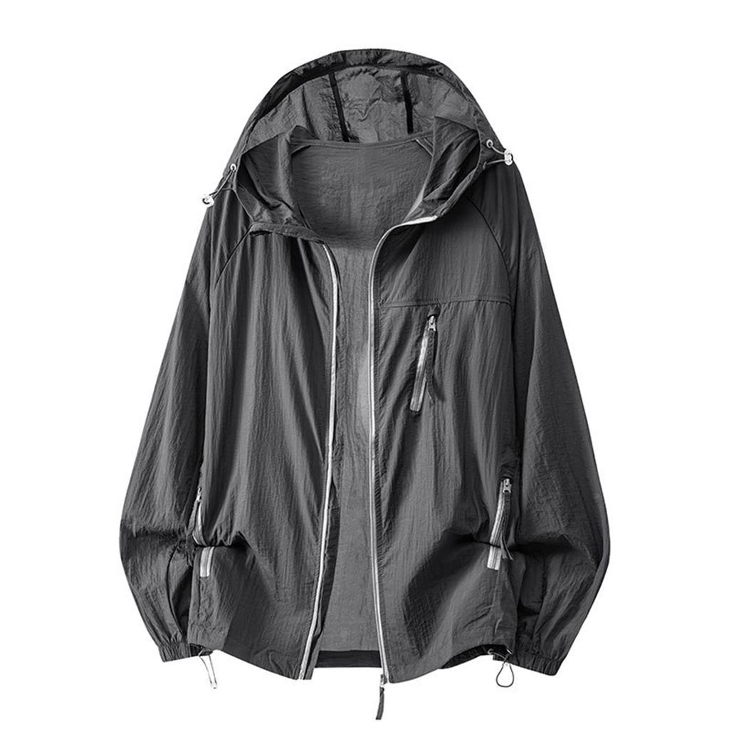 Up Uv Zip Mens Hooded Jacket Lightweight Quick Dry Sun Outdoor Coat For Travel Sports