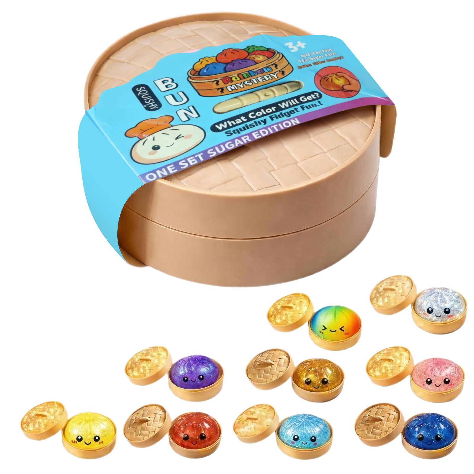 

Collectible Bun Shaped Toy Set with Assorted Miniature Figures and Storage Case for Kids and Collectors Ages 3 and Up One Size