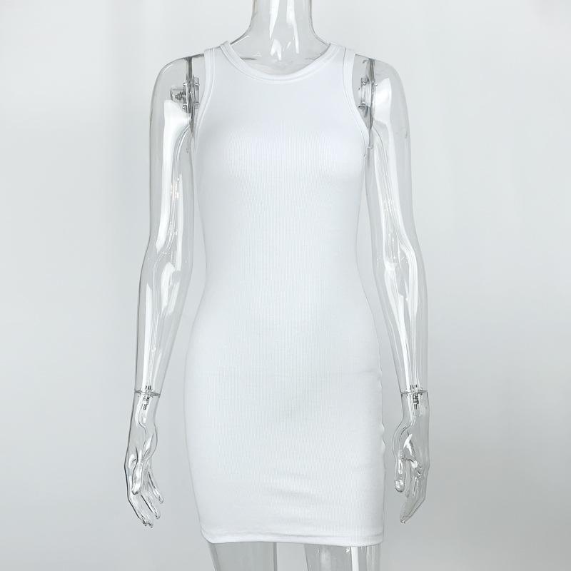 GMXIA Vestidos casuales de cintura alta con cuello en U y estampado de color sólido a la moda para mujer