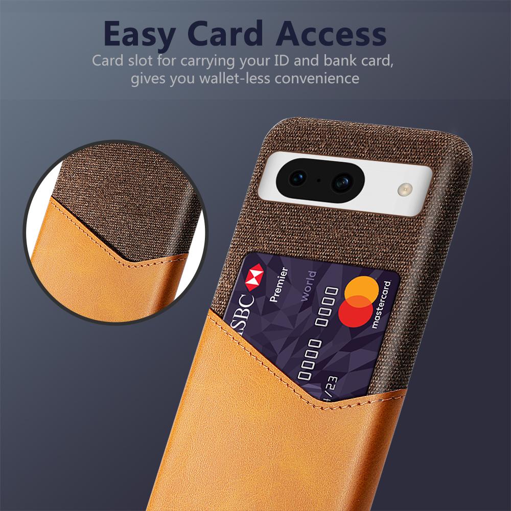 

For Google Pixel 8a Phone Case with Card Slot PU Leather+PC Back Cover Blue