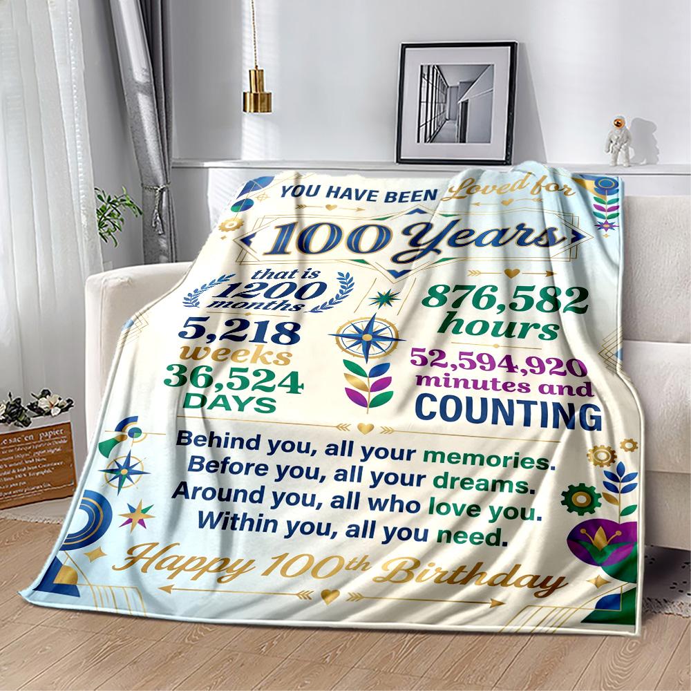 Vintage Anniversary Greetings Blanket Warmthful Decor Great for Seaside Bedding Bed for All Occasions Stylish Decor Gifts For Family Or Friends