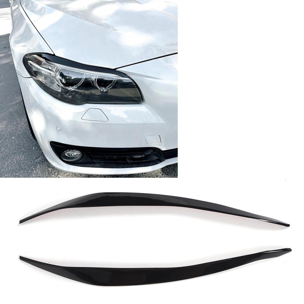 Front Headlight Eyebrow Cover ABS Black Front Headlight Lamp Eyebrow Cover Trim for 5 Series F10 LCI 2014 to 2016