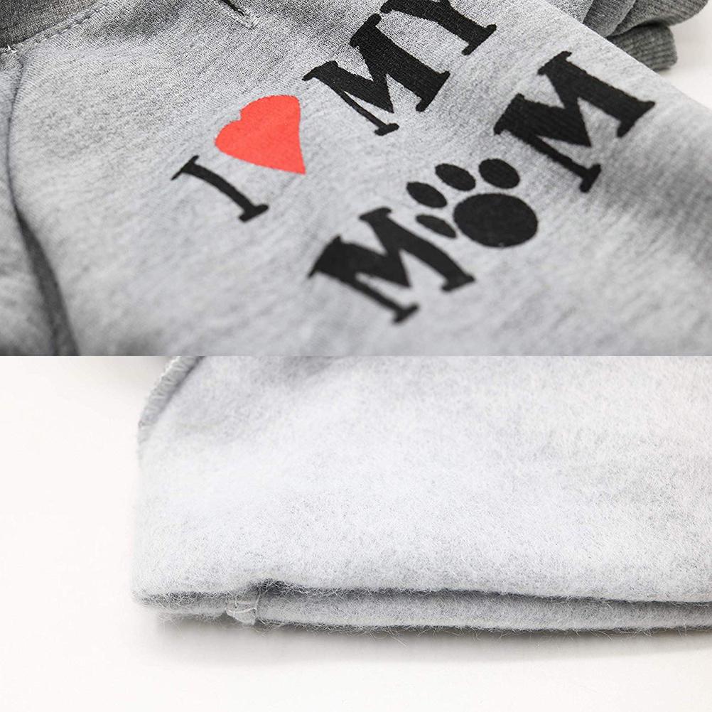Dog Clothes I Love My Mom Printed Hoodie Puppy Sweatshirt Warm Puppy Clothes Hoodie