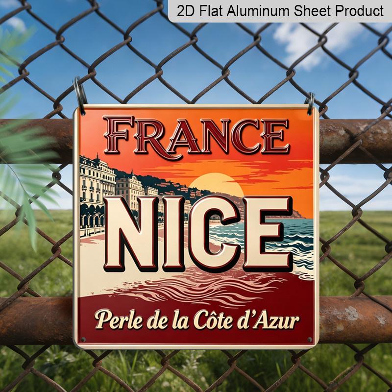 

2D Flat - 1pc, Vintage Metal Aluminum Decorative Sign, Nice, Outdoor Retro Wall Decor, Home Decoration Suitable for Garage, Porch, Garden, Gate 20*20cm