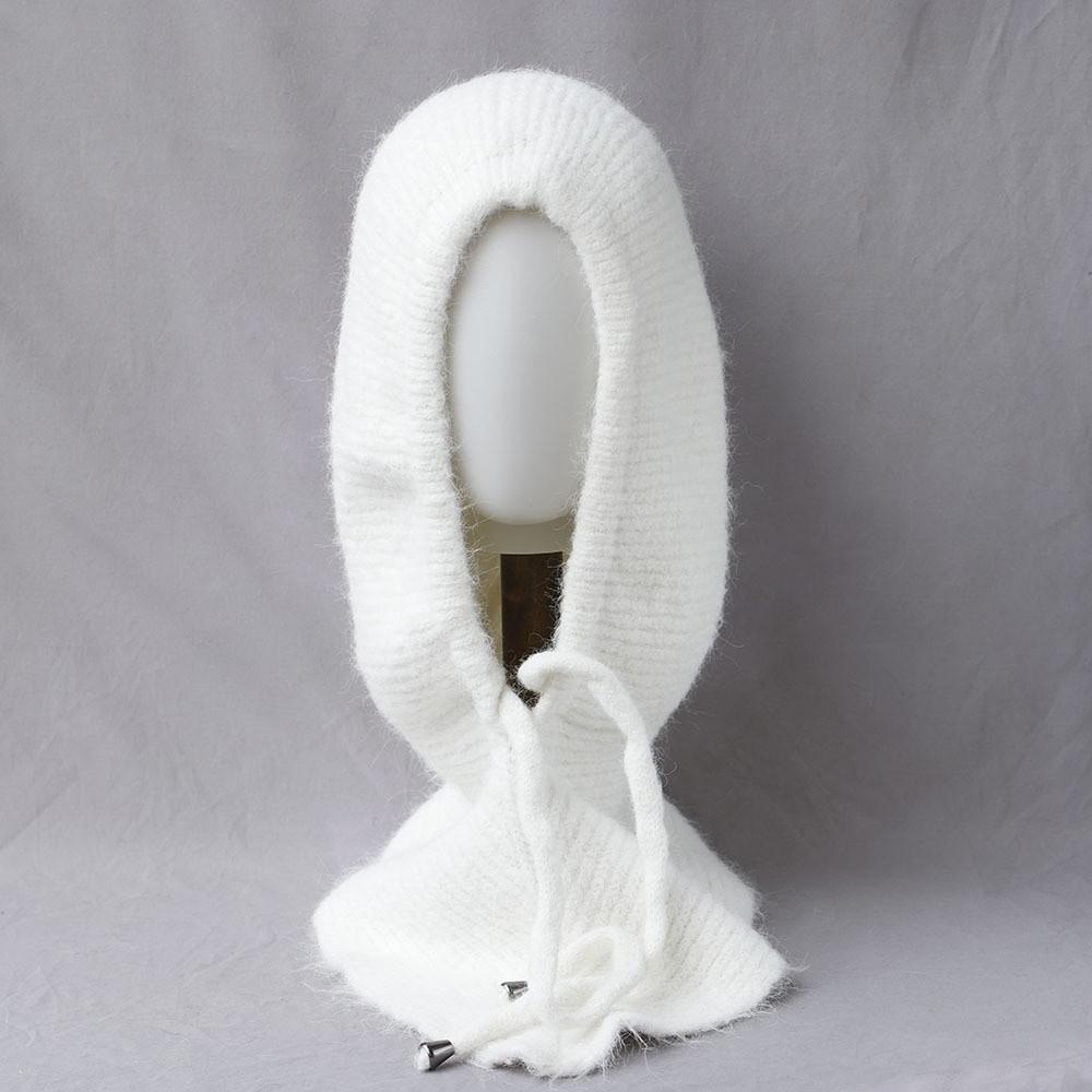 Thick Yarn Winter Balaclava Hat Ear Protection Integrated Scarf Cap Cute Knit Hood  Skiing Trip