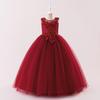 Girls' Sleeveless Mesh Princess Dress with Embroidery & Appliques - Formal Performance Wear