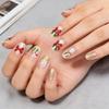 24PCS Artificial Nail Winter Snowflake Bows Design Artificial Nail For Professional Daily Use Manicure Fingernails
