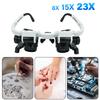 Magnifying Glass 8X/15X/23X Jeweler Watchmaker With LED Light Telescopic Headband Magnifier Glasses Reading Loupes Eyewear