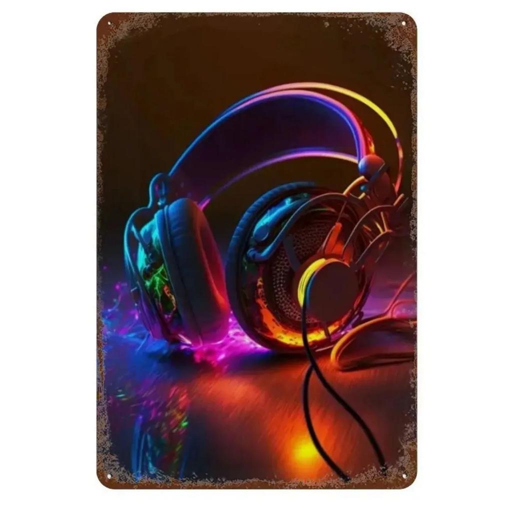 Metal Tin Signs Lighting DJ Wall Decoration Plaque Vintage Art Poster Iron Painting for Man Cave Home Cafe Game Room Club Bar