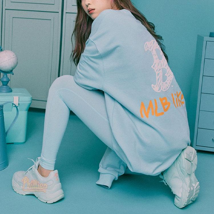 MLB Like Series Langarm Lockerer Sitz Graffiti-Print Sweatshirt Unisex-Sweatshirt Minze 31MT08011-43T