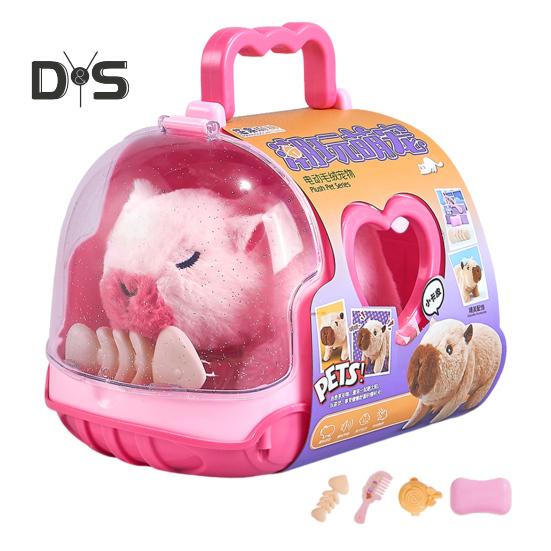 

Электрическая плюшевая игрушка капибара интерактивная имитация звука ходячая игрушка для малышей мальчиков и девочек развивающая игрушка для ползания на животе Battery розовый