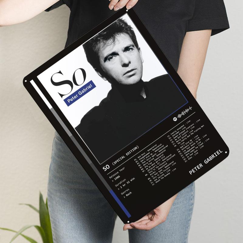 

So (1986) Album By Peter Gabriel Tinplate Signs Music Poster Coffee Bar Accessories Custom Metal Sign for Wall Art Decoration 20x30cm（7.8x11.8inch）