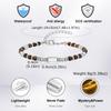 Crystal Wheel Beaded Bracelet for Men Boys,Stainless Steel Tube Natural Stone Wristband,Stylish Bohemian Jewelry Gift