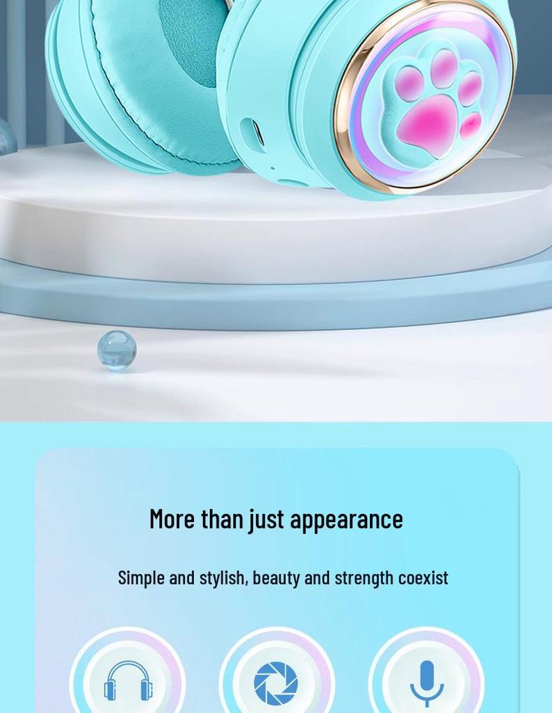 AKZ-62 Luminous Cat Ear Bluetooth Gaming Headset with Heavy Bass