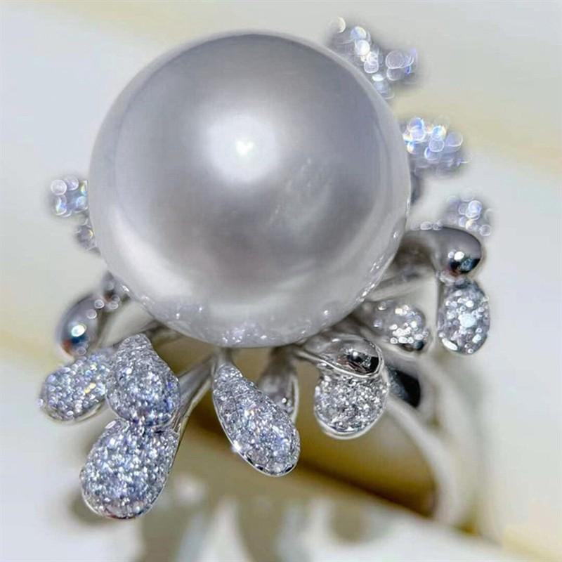 

Huitan Exquisite Simulated Pearl Cubic Zirconia Ring for Party Luxury Female Anniversary Ceremony Accessories Delicate Zircon 8